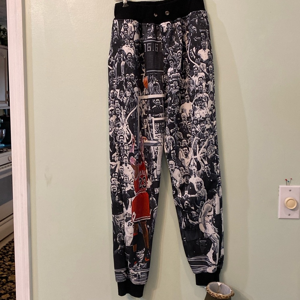 Lounge pants with Michael Jordan on them